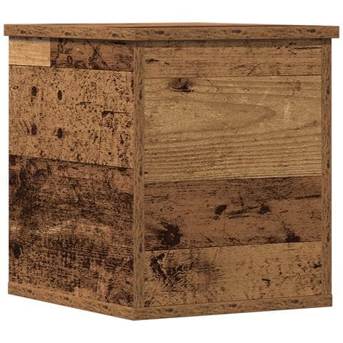 Scatola di stoccaggio  con coperchio in legno antico 30x35x35 cm in legno ingegnerizzato - Foto 1