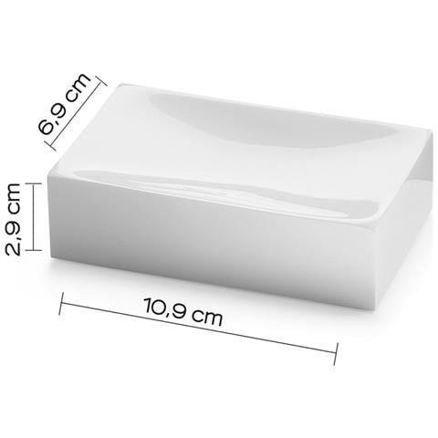 Portasapone D'appoggio In Resina E Sabbia Sf11 Serie Sofia Bianco Lucido - Foto 2