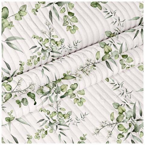Materiale Decorativo In Velluto A Coste Foglie Bianco 1m X 140cm Per Interni - Foto 1