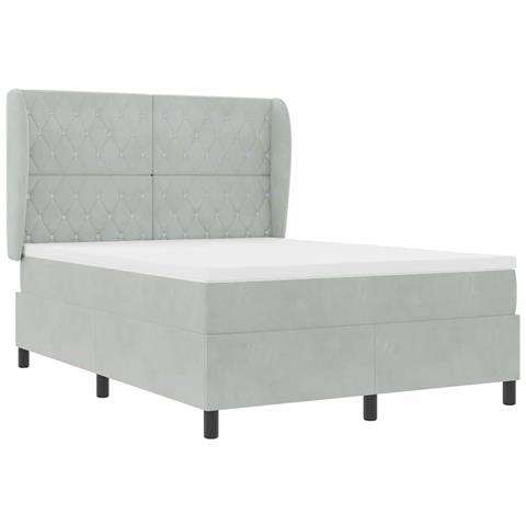 Letto a molle con materasso Grigio chiaro 160 x 200 cm Velluto - Foto 1