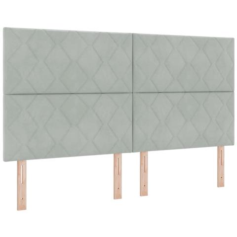 Testiera LED Geometrico Grigio chiaro 180 cm Velluto - Foto 1