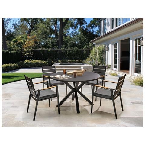 Set Da Pranzo Da Giardino 4 Posti Maletto /taviano Con Cuscini Metallo Nero - Foto 1