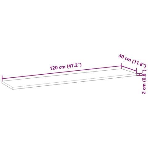 Ripiano a Parete 120x30x2cm Legno Massello Acacia Rifinito Olio - Foto 8