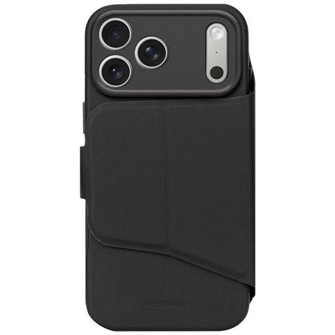 Custodia Folio Per Iphone 17 Pro Max In Silicone Testurizzato Con Cover Amovibile, Nero - Foto 1