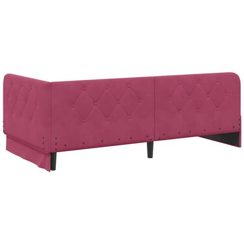 Cornice del letto ad angolo Rosso Vino 100 x 200 cm Velluto - Foto 9