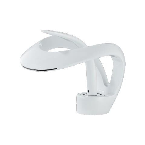 Rubinetto per lavabo da bagno, Blackswan, tipo M215, modello corto bianco con bocca a cascata, misura 15 cm - Foto 1