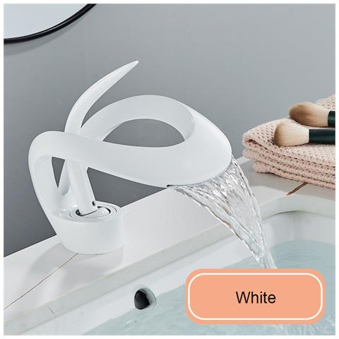 Rubinetto per lavabo da bagno, Blackswan, tipo M215, modello corto bianco con bocca a cascata, misura 15 cm - Foto 2