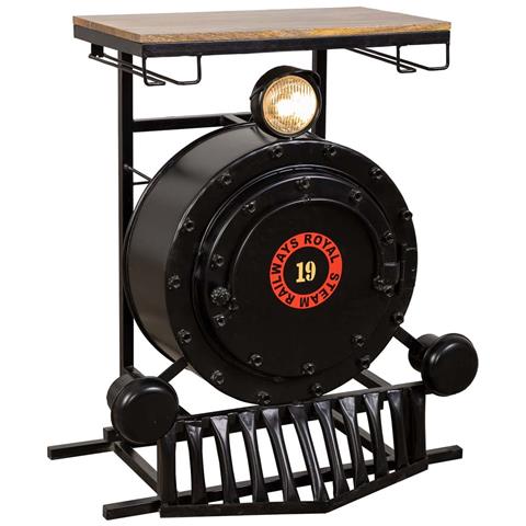 Mobile Bar Locomotiva Artigianale Ferro Legno 75x47x90 Cm - Foto 1