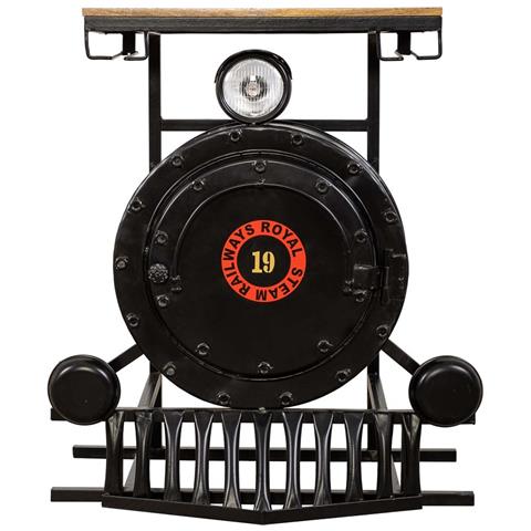Mobile Bar Locomotiva Artigianale Ferro Legno 75x47x90 Cm - Foto 2