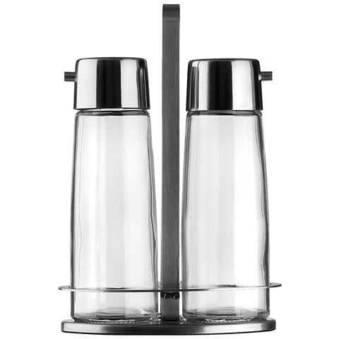 Set Oliera 2 Posti TASTE - In Acciaio Inox con Contenitori in Vetro Antigoccia - Design Elegante e Minimal per Olio e Aceto - Foto 2