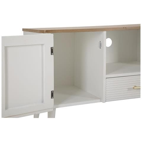 Porta Tv Matera In Legno Bianco Con Ante, Cassetto E Top Naturale - Foto 8