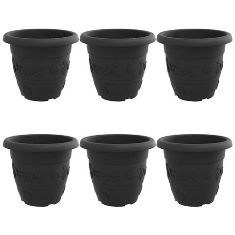 Vaso Rotondo per Fiori 6 pcs Nero Ø 26 x 21.5 cm Plastica - Foto 1