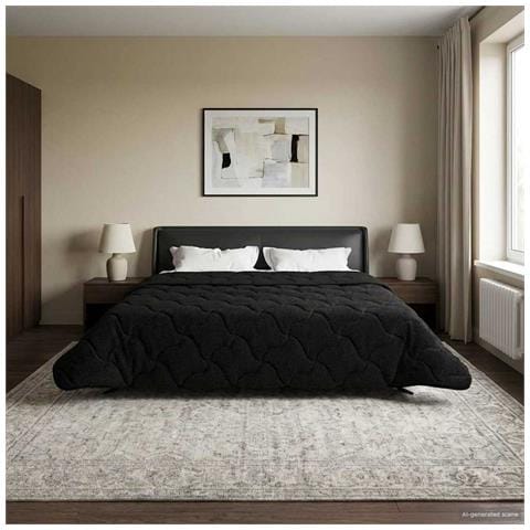 Duvet Estivo Nero 200 x 200 cm Microfibra e Fleece Teddy - Foto 2