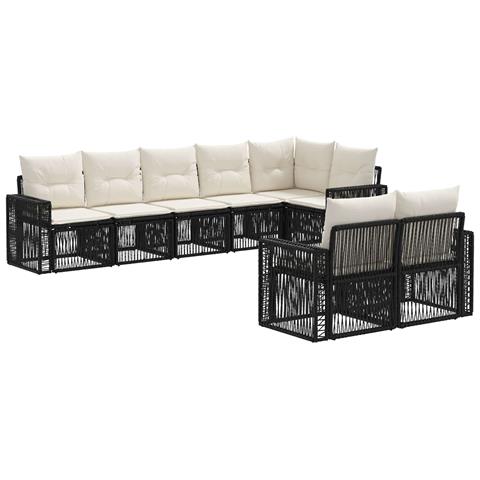 Set Divano da Giardino 8 pcs Nero e Bianco Crema polyrattan - Foto 1