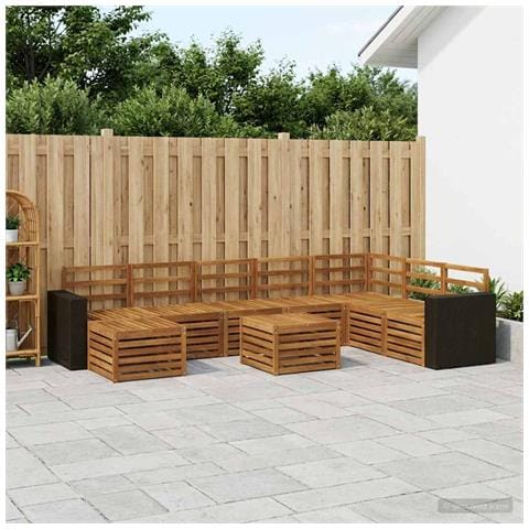Set di divani da esterno 9 pcs Naturale - Foto 2
