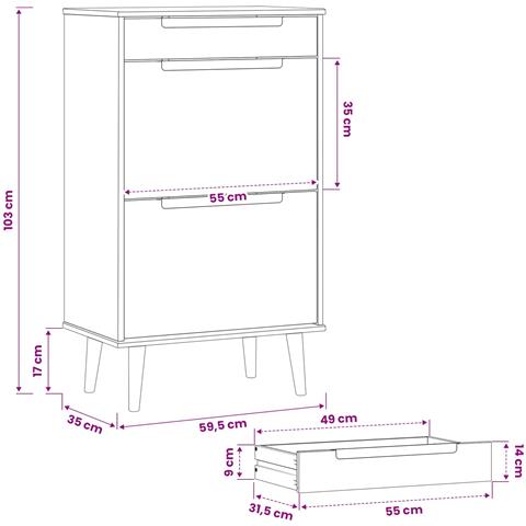 Mobile per scarpe MOLDE 59,5 x 35 x 103 cm Nero - Foto 9