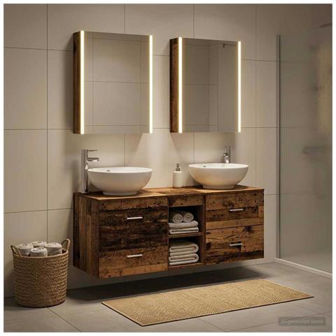 Set di mobili per il bagno 5 pcs Legno antico - Foto 2