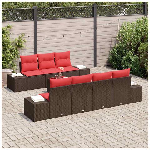 Set Divano da Giardino 8 pz Beige e Rosso polyrattan - Foto 10