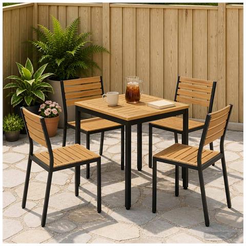 Tavolo da cena da giardino Bianco e Nero 60 x 60,5 x 75 cm - Foto 2