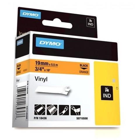 Nastro in Vinile per Etichettatrice Formato 19 mm x 5.5 m Nero e Arancione - Foto 1