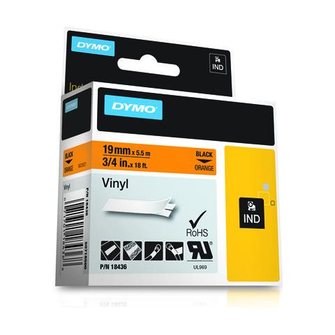 Nastro in Vinile per Etichettatrice Formato 19 mm x 5.5 m Nero e Arancione - Foto 2