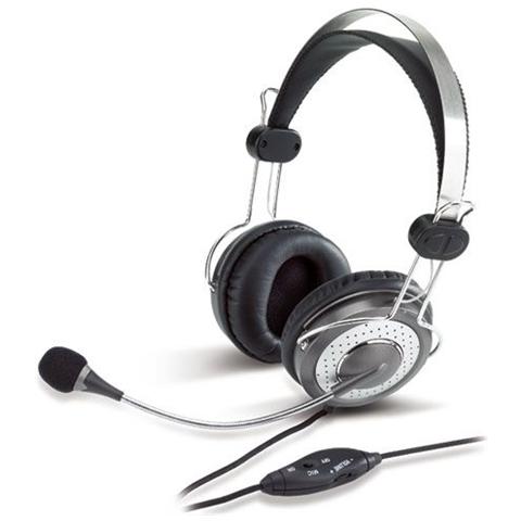 Cuffie con Microfono per PC Connessione Cavo Nera e Argenta 180 cm - Foto 2