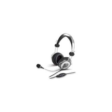 Cuffie con Microfono per PC Connessione Cavo Nera e Argenta 180 cm - Foto 1
