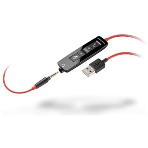 Blackwire 5210 Cuffia Padiglione Auricolare Cablato con Microfono Integrato Colore Nero / Rosso - Foto 2