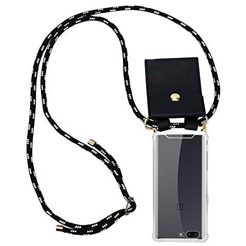 Catena Di Telefoni Cellulari Compatibile Con Oneplus 5 In Nero Argento - Coperchio Protettivo In Silicone Con Anelli D'oro, Cinturino In Corda E Custodia Staccabile - Foto 1