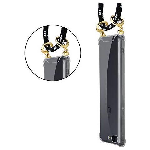 Catena Di Telefoni Cellulari Compatibile Con Oneplus 5 In Nero Argento - Coperchio Protettivo In Silicone Con Anelli D'oro, Cinturino In Corda E Custodia Staccabile - Foto 2