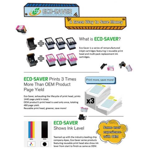 Pack 3 Cartucce Hp 304xl Colore N9k07 Compatibili Ecosaver N 1 Testina Originale + 3 Serbatoi Da 16,6ml Per Hp 3720 N9k05 - Foto 2