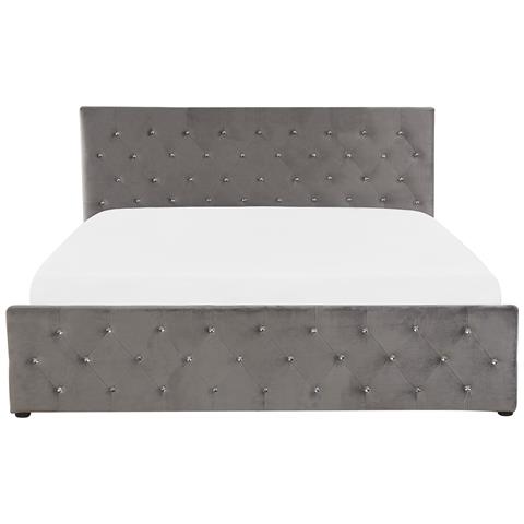 Letto Contenitore Una Piazza E Mezza Velluto Grigio 160x200 Cm Amiens - Foto 13