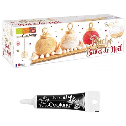 Stampo Tronchetto Di Natale Palle Di Natale + Penna Per Glassa Nera - Foto 1