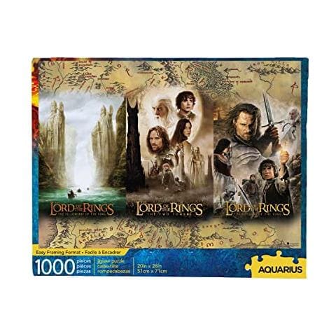 Trittico Puzzle Del Signore Degli Anelli (puzzle Da 1000 Pezzi) - Antiriflesso - Adattamento Preciso - Merce E Oggetti Da Collezione Lotr Con Licenza Ufficiale - 20 X 28 Pollici - Foto 1