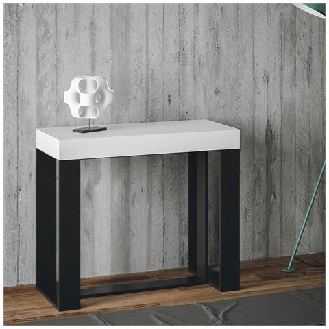Consolle Allungabile 90x40/300 Cm Futura Telaio Antracite - Bianco Frassino - Foto 2