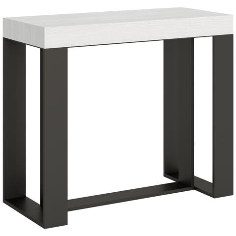 Consolle Allungabile 90x40/300 Cm Futura Telaio Antracite - Bianco Frassino - Foto 6