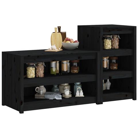 Mobili Da Cucina Da Esterno 2 Pz Neri In Legno Massello Di Pino - Foto 3