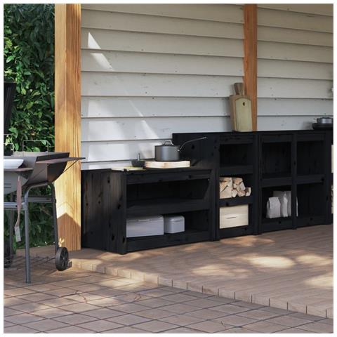 Mobili Da Cucina Da Esterno 2 Pz Neri In Legno Massello Di Pino - Foto 1