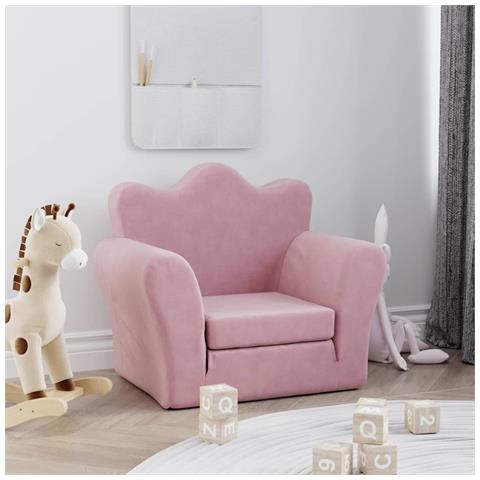 Divano Letto Per Bambini Rosa In Morbido Peluche - Foto 1