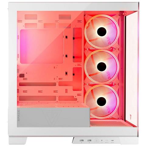 Case Volcano SPACE APEX Midi Tower Micro ATX (mATX) i, Mini ITXi 2 Porte USB 2.0 Colore Bianco (Finestrato) - Foto 2
