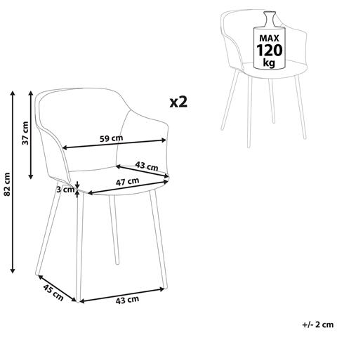 Set Di 2 Sedie Da Pranzo Tessuto Beige Chiaro Elim - Foto 2