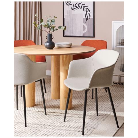 Set Di 2 Sedie Da Pranzo Tessuto Beige Chiaro Elim - Foto 1