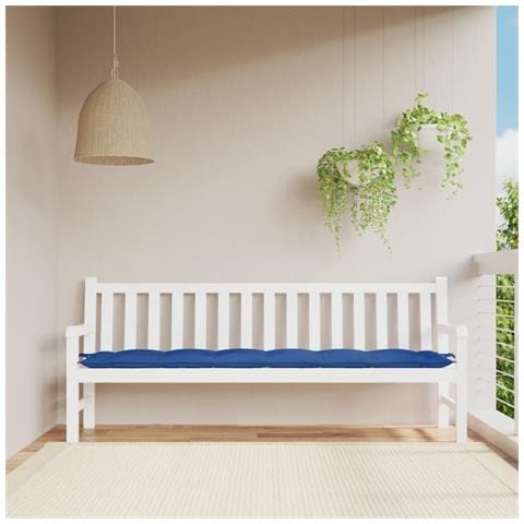 Cuscino Per Panca Giardino Blu Reale 200x50x7 Cm Tessuto Oxford - Foto 1