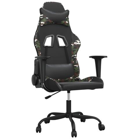 Sedia Da Gaming Massaggiante Nero E Mimetico In Similpelle - Foto 2