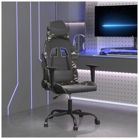 Sedia Da Gaming Massaggiante Nero E Mimetico In Similpelle - Foto 1