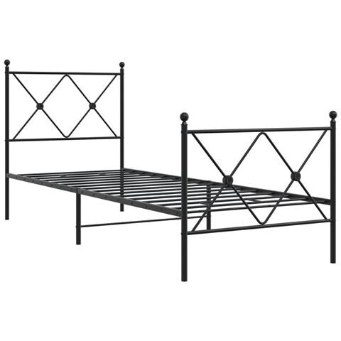 Giroletto Con Testiera E Pediera Metallo Nero 80x200 Cm - Foto 2
