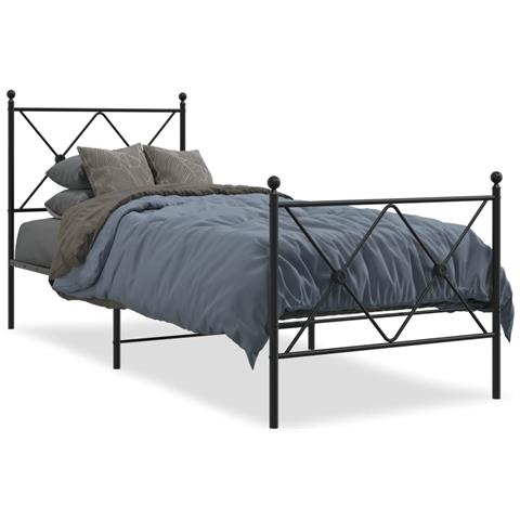 Giroletto Con Testiera E Pediera Metallo Nero 80x200 Cm - Foto 1