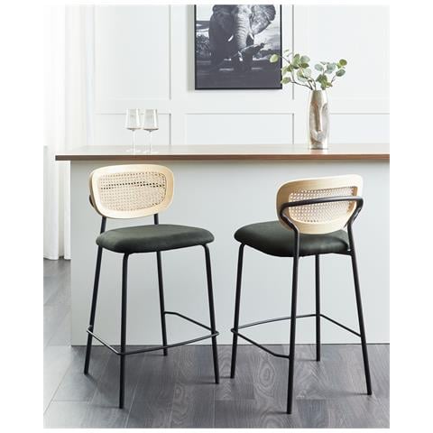 Set Di 2 Sedie Alte Mayetta Rattan Verde Scuro - Foto 1