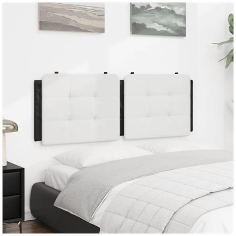 Cuscino Testiera Bianco E Nero 140 Cm In Similpelle - Foto 3