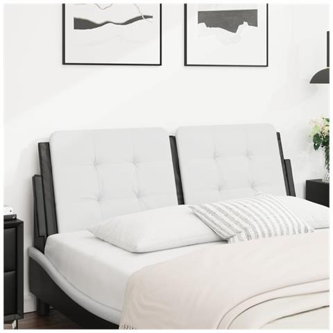 Cuscino Testiera Bianco E Nero 140 Cm In Similpelle - Foto 1